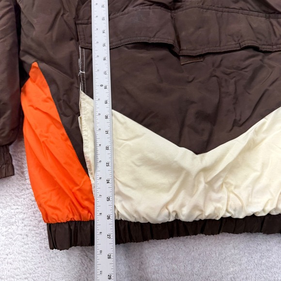 Vintage Logo 7 Cleveland Browns NFL Puffer Jacket Brown Orange Mens Large 90s - Picture 5 of 9